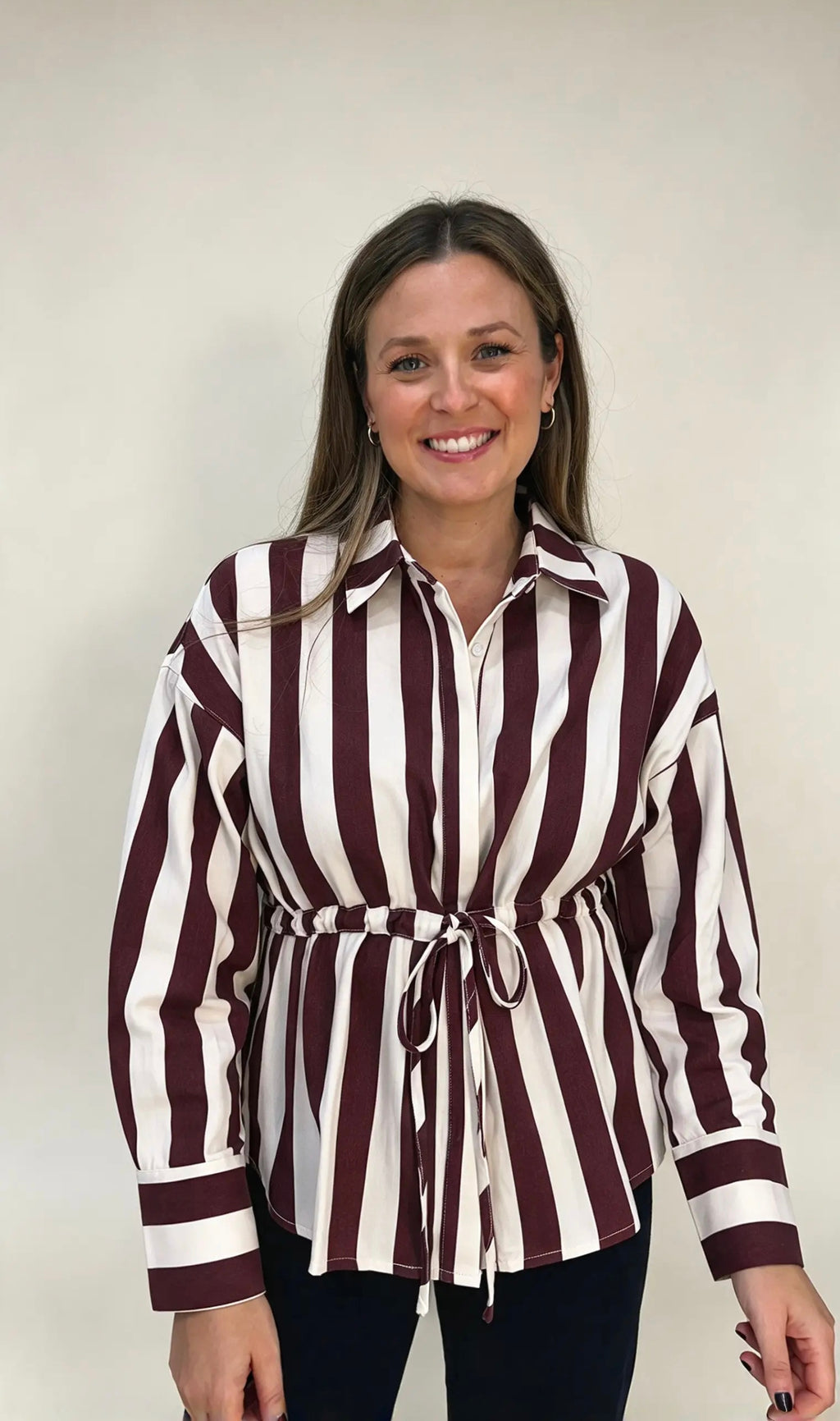 CHAQUETA SOBRECAMISA RAYAS CUERDA CINTURA
