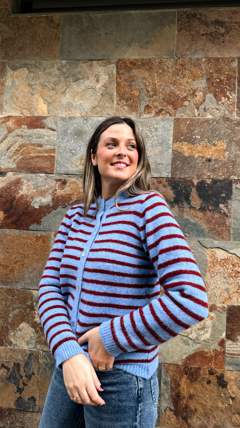 CÁRDIGAN RAYAS LANA