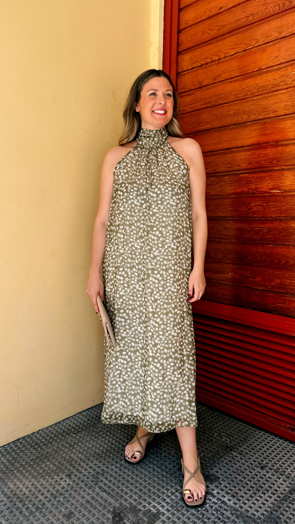 VESTIDO HALTER GASA ESTAMPADO FLORV