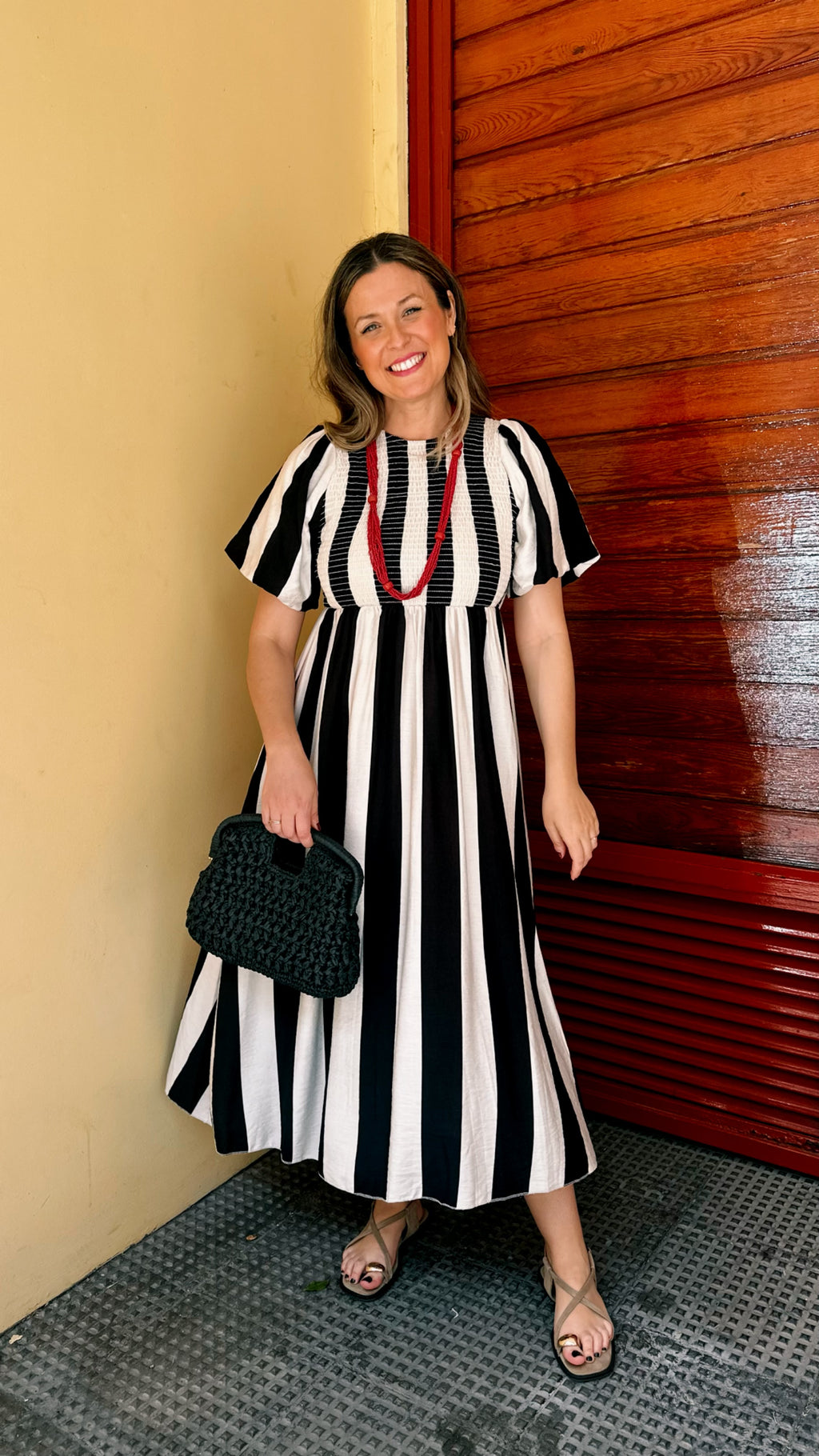 VESTIDO MANGA ABULLONADA RAYAS NIDO