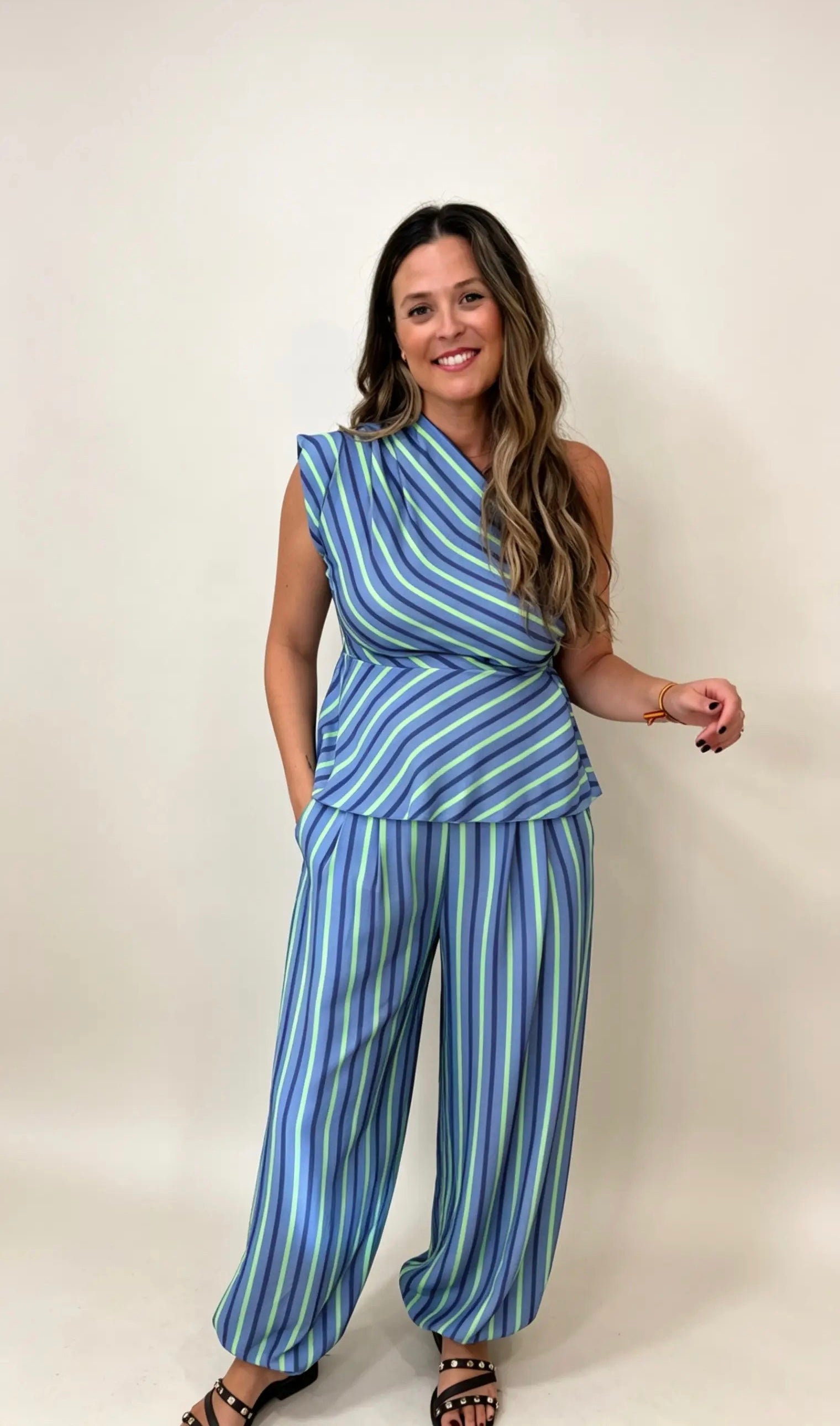 PANTALÓN BOMBACHO RAYAS FLÚOR