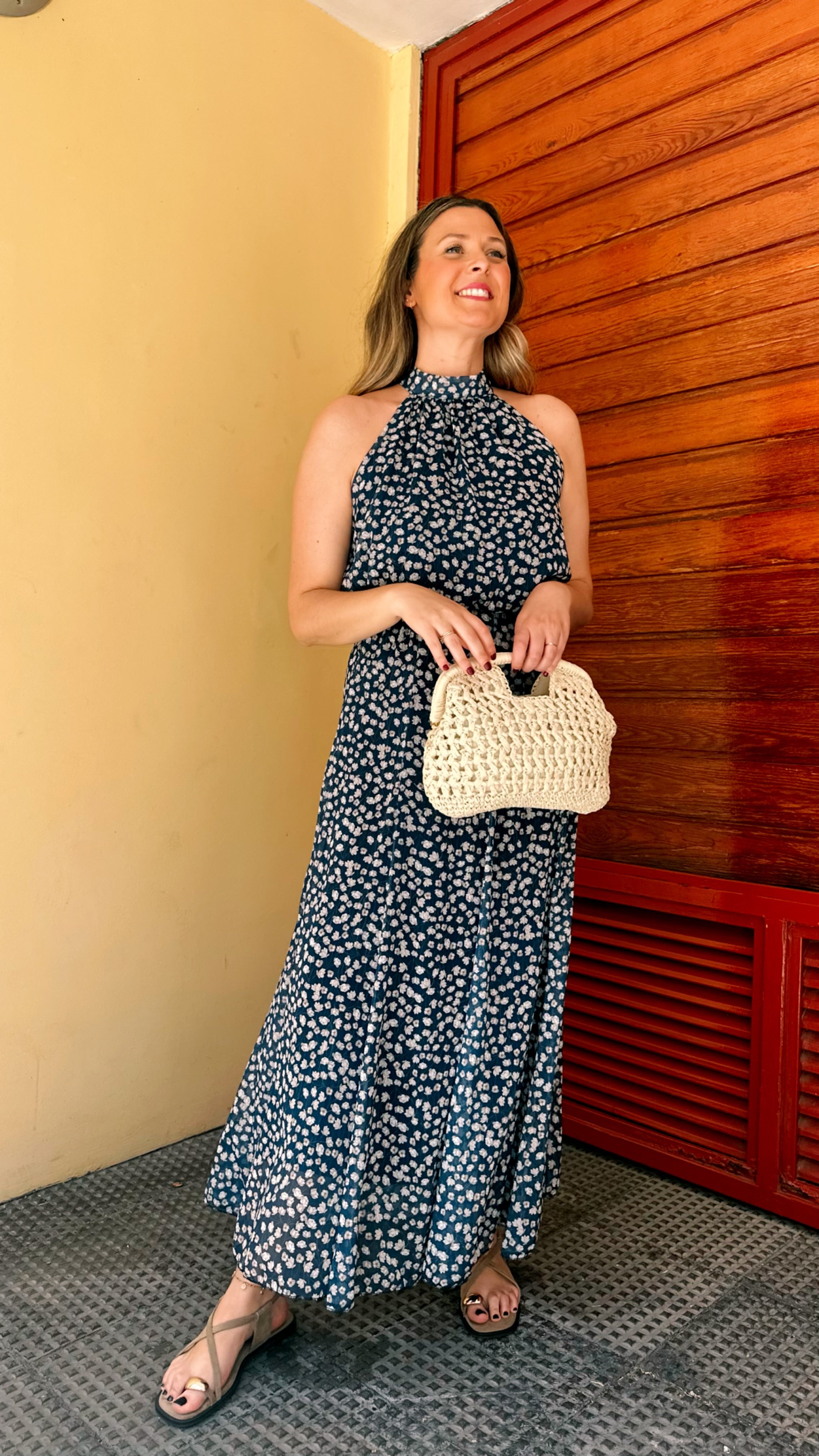 TOP HALTER GASA ESTAMPADO FLOR