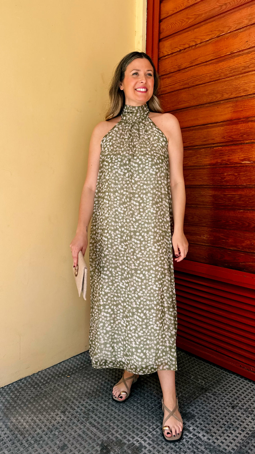 VESTIDO HALTER GASA ESTAMPADO FLORV