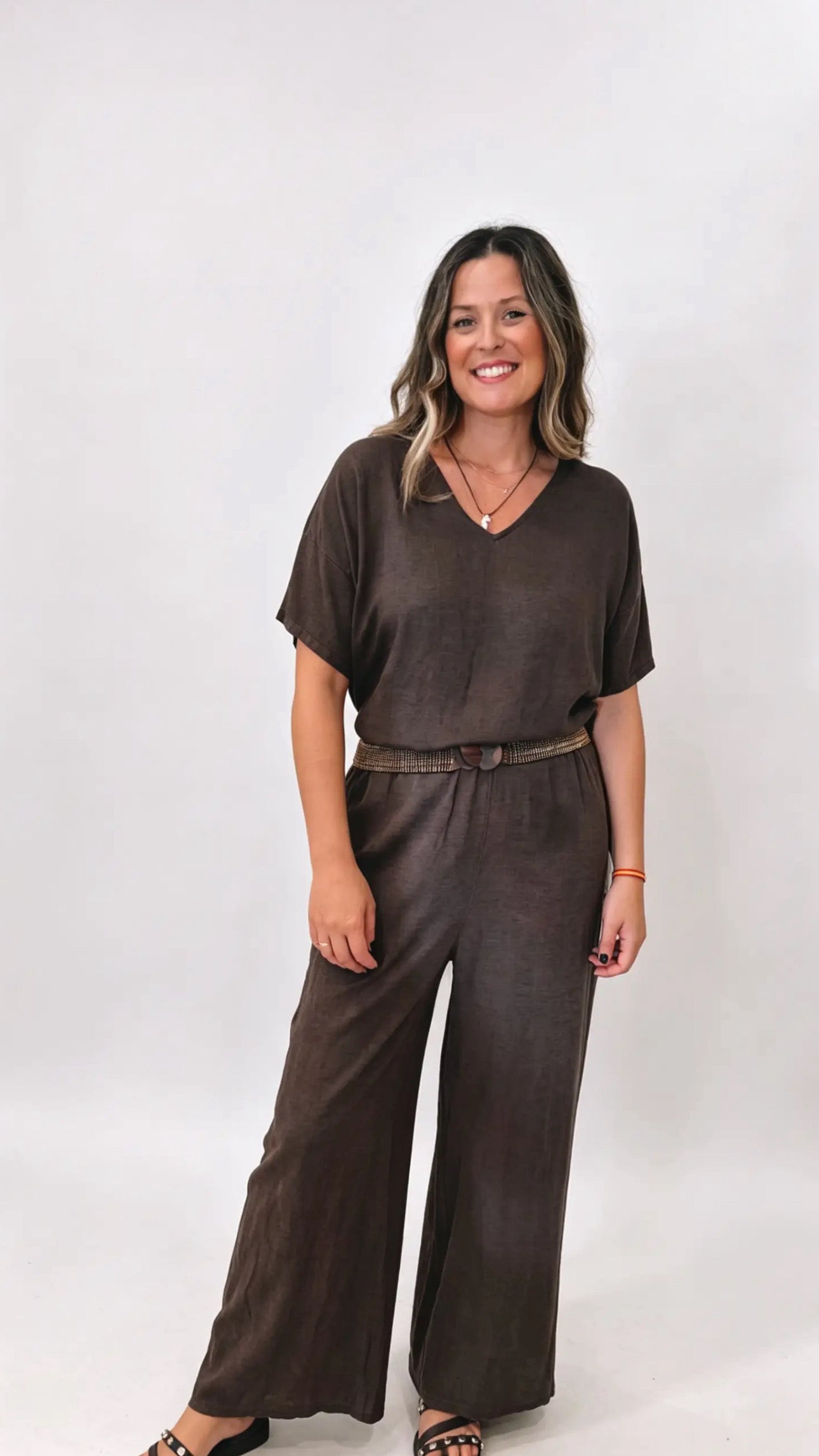 BLUSA MANGA CORTA ESCOTE PICO 30% LINO