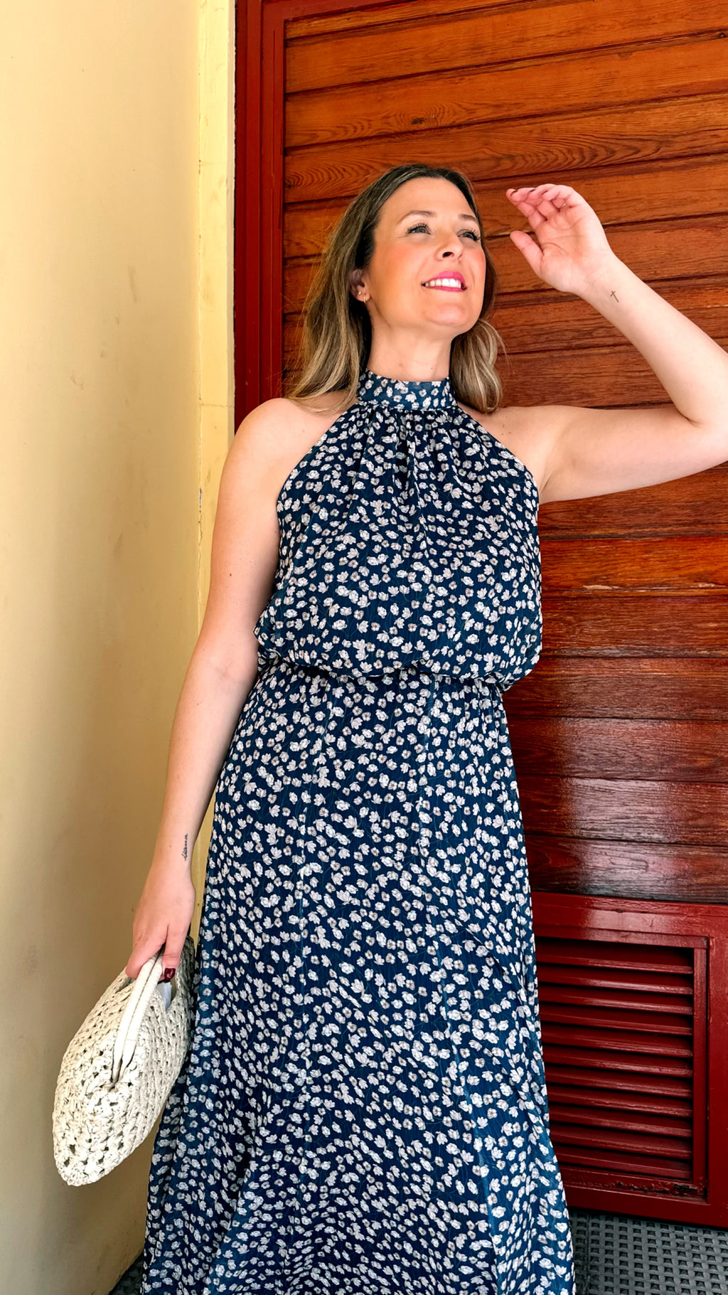 TOP HALTER GASA ESTAMPADO FLOR