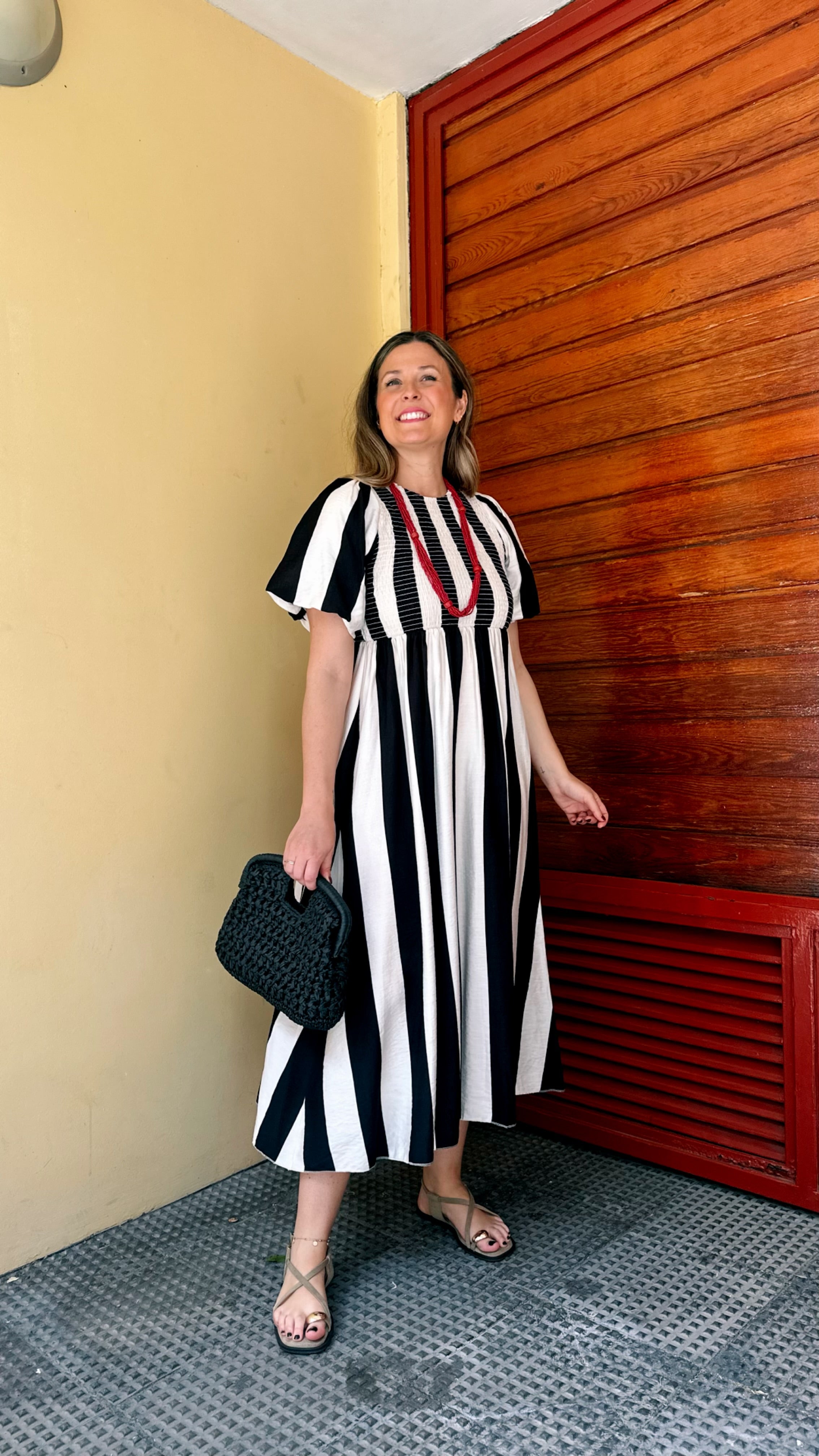 VESTIDO MANGA ABULLONADA RAYAS NIDO