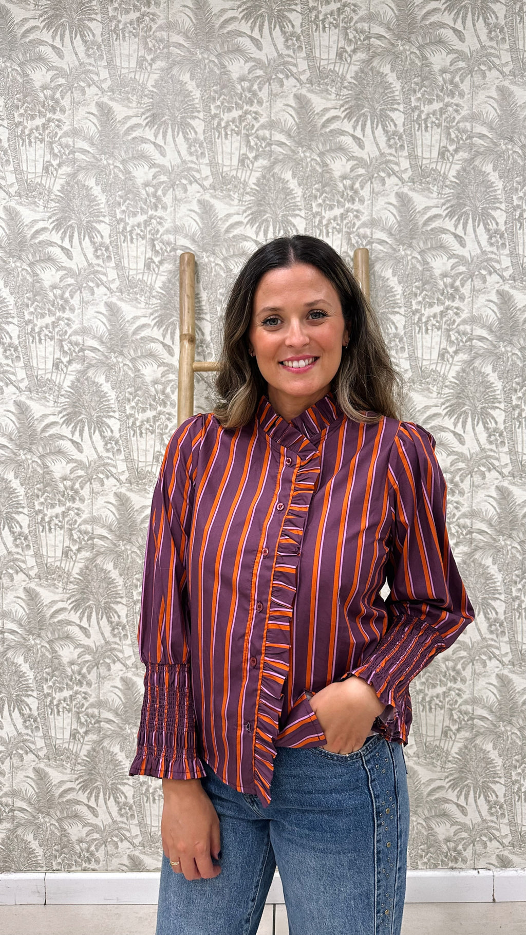 BLUSA RAYAS MORADO NARANJA