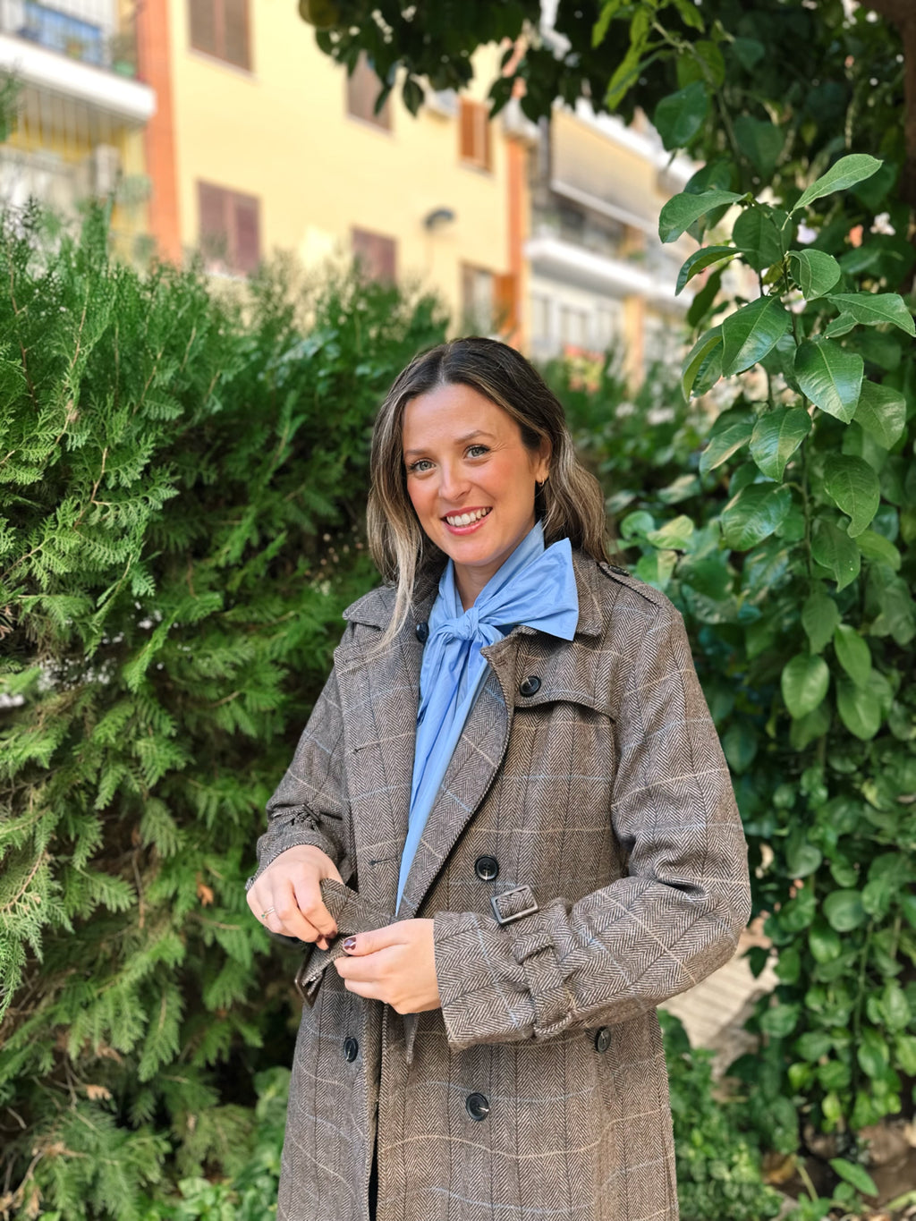 ABRIGO GABARDINA PAÑO CUADROS