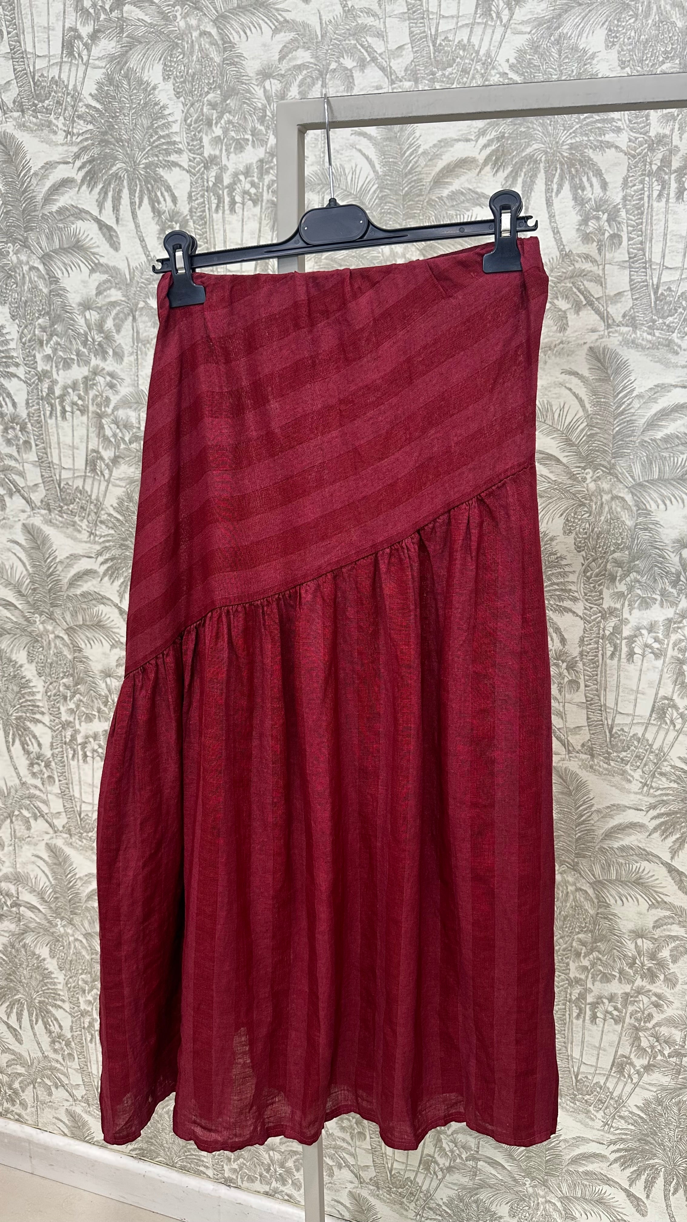 FALDA LINO CORTE DIAGONAL RAYAS