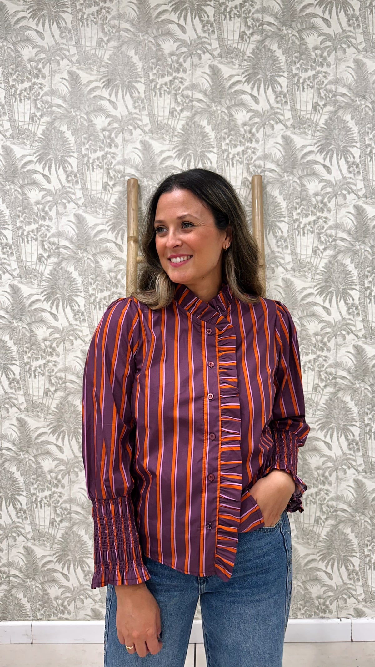 BLUSA RAYAS MORADO NARANJA