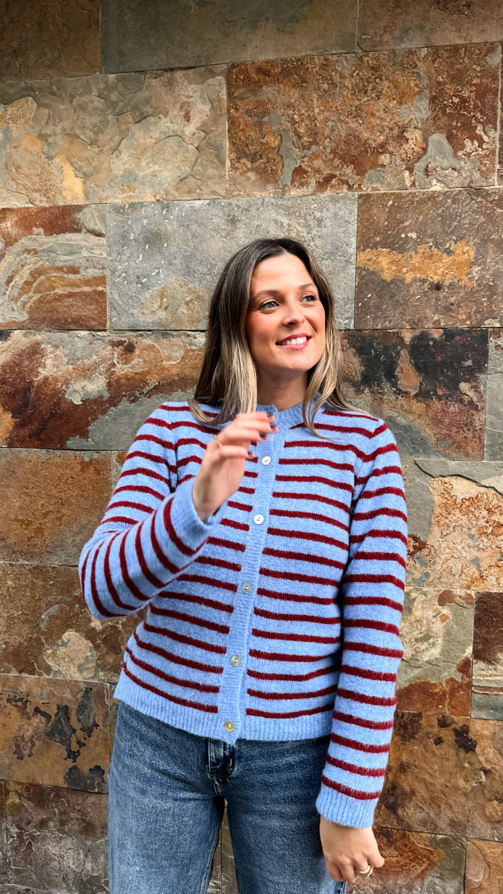 CÁRDIGAN RAYAS LANA