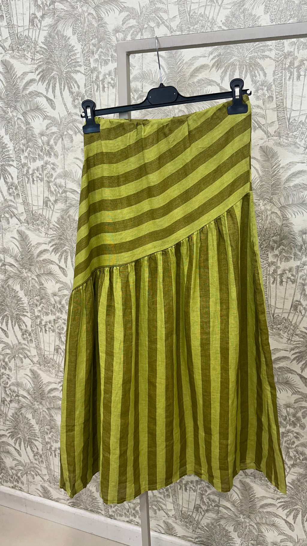 FALDA LINO CORTE DIAGONAL RAYAS