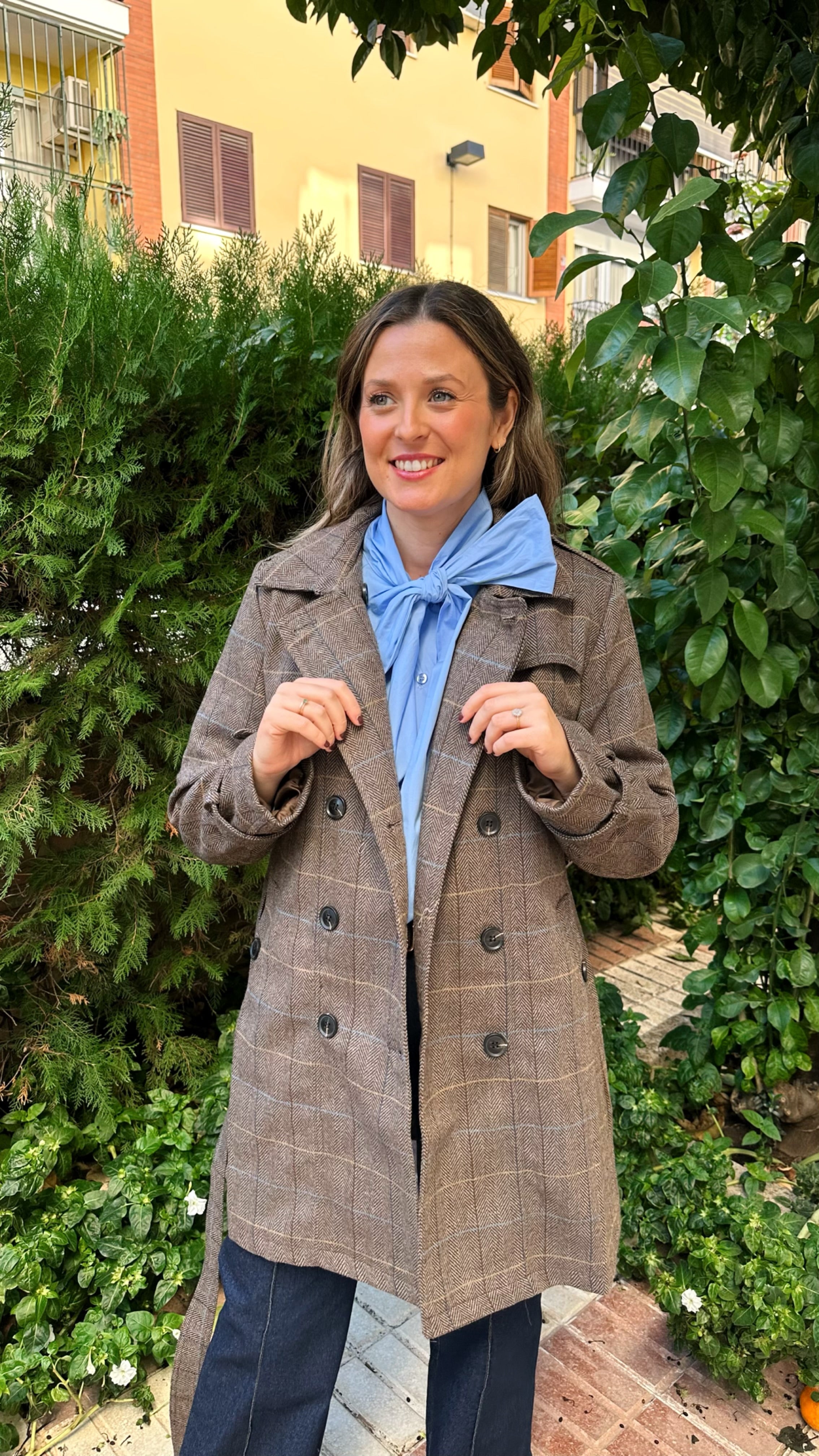 ABRIGO GABARDINA PAÑO CUADROS