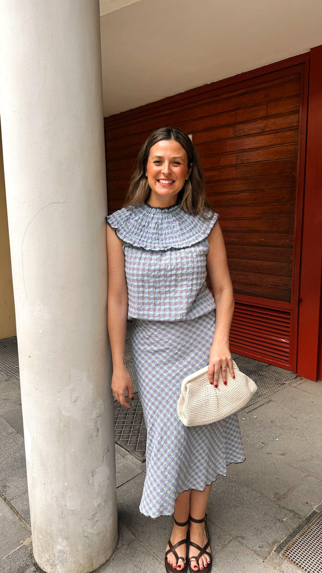FALDA CUADROS VICHY FLUOR