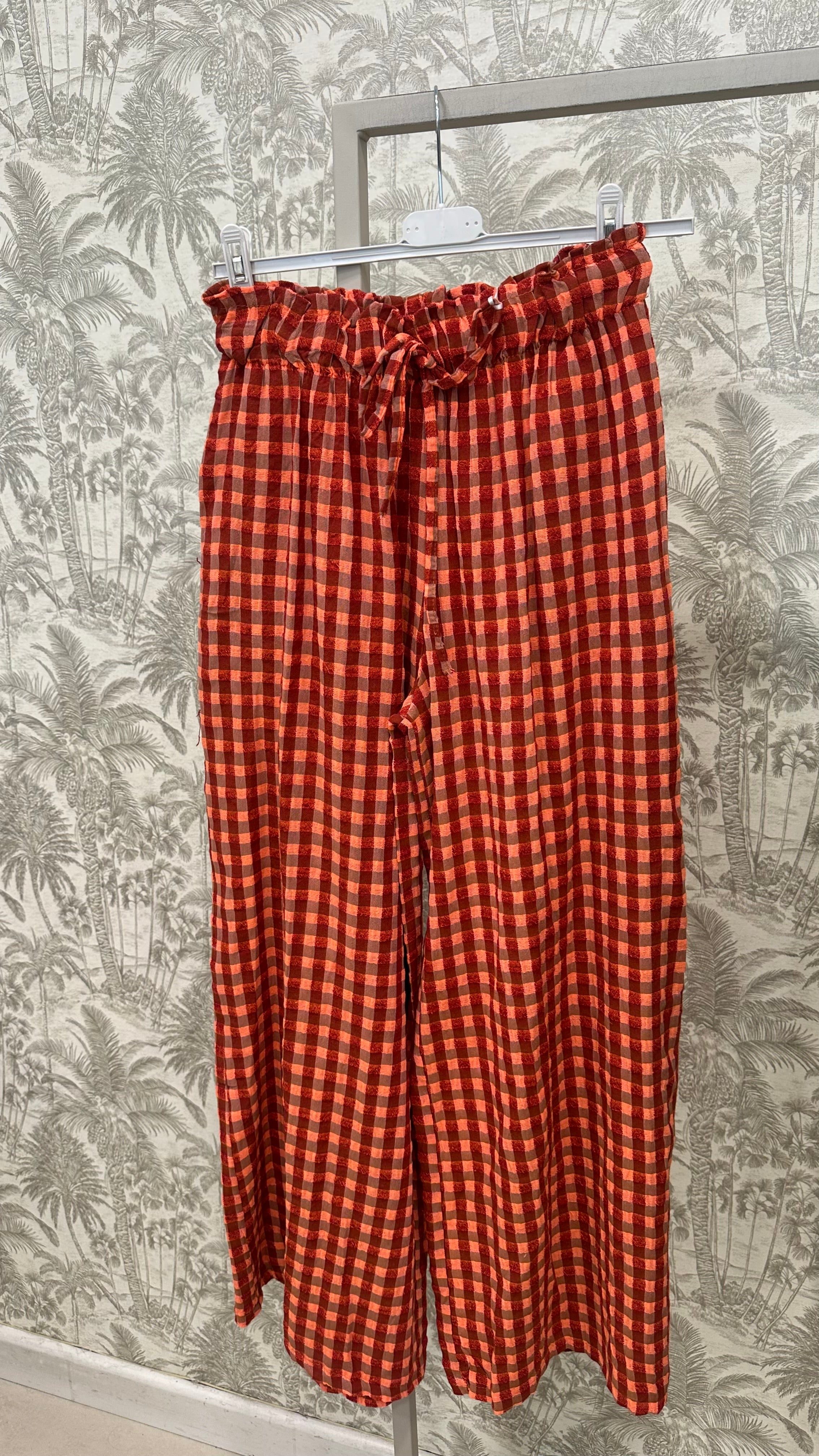 PANTALON VICHY FLÚOR CINTURA ELÁSTICA