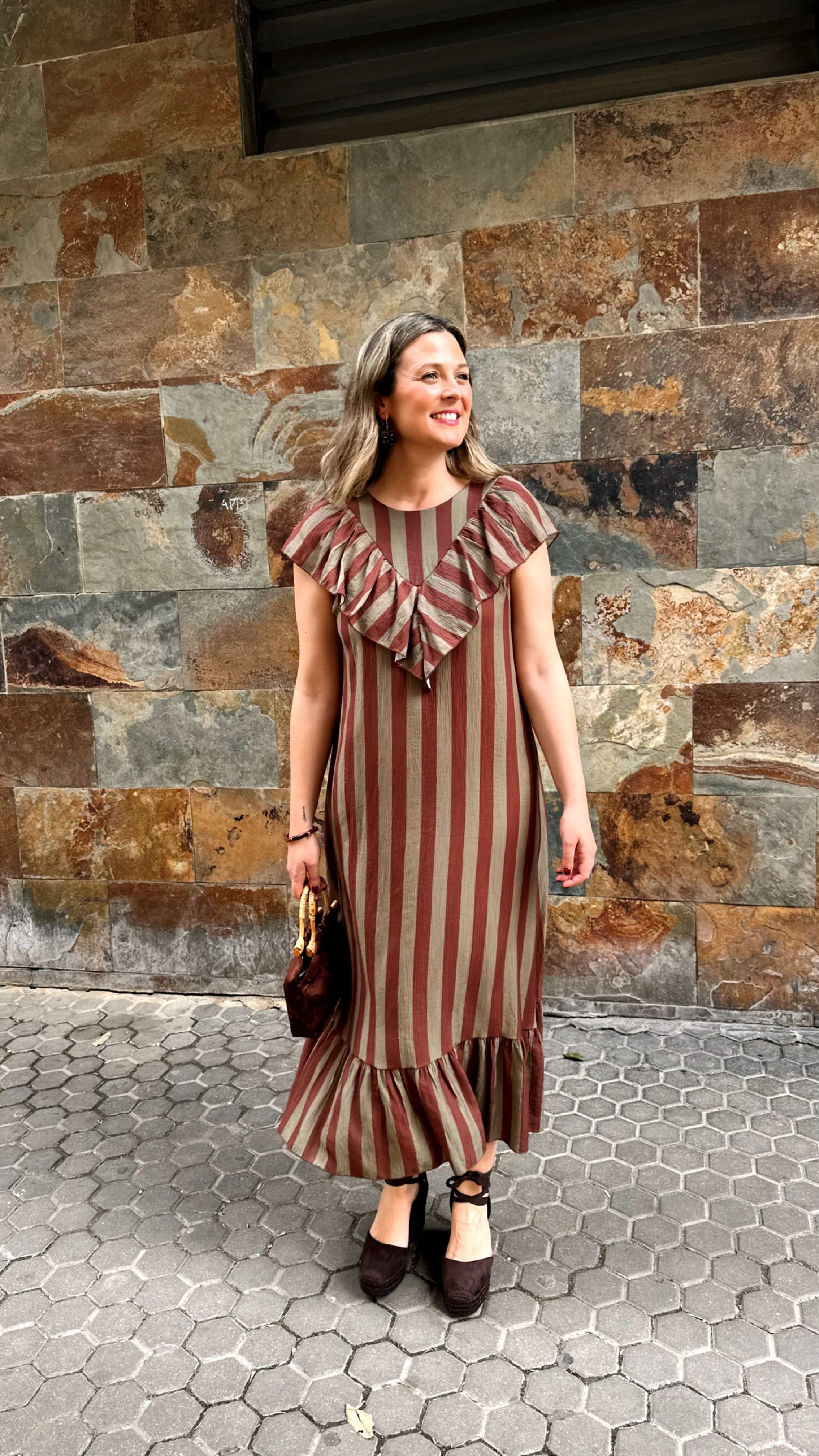 VESTIDO RAYAS VOLANTE V