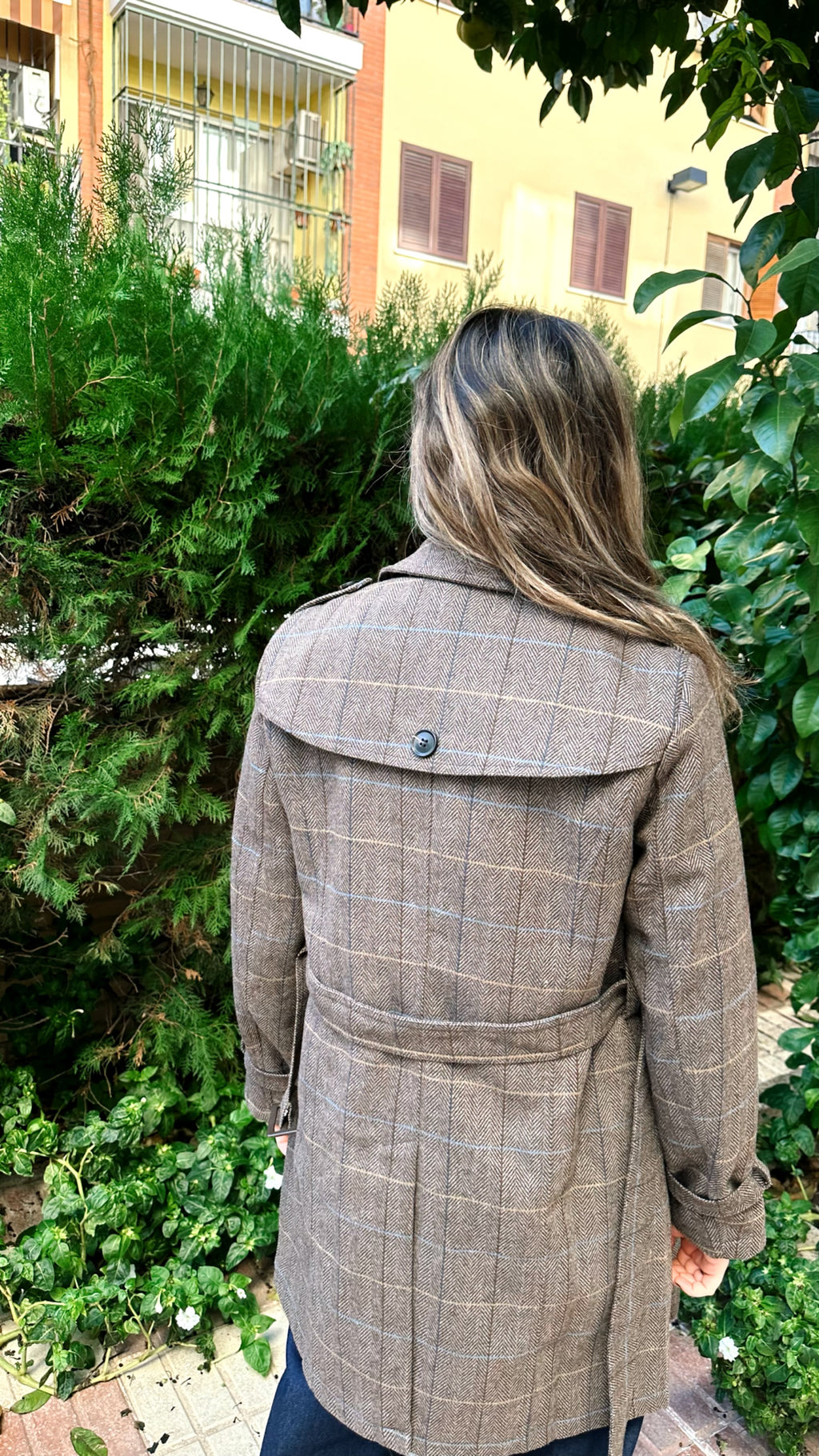 ABRIGO GABARDINA PAÑO CUADROS