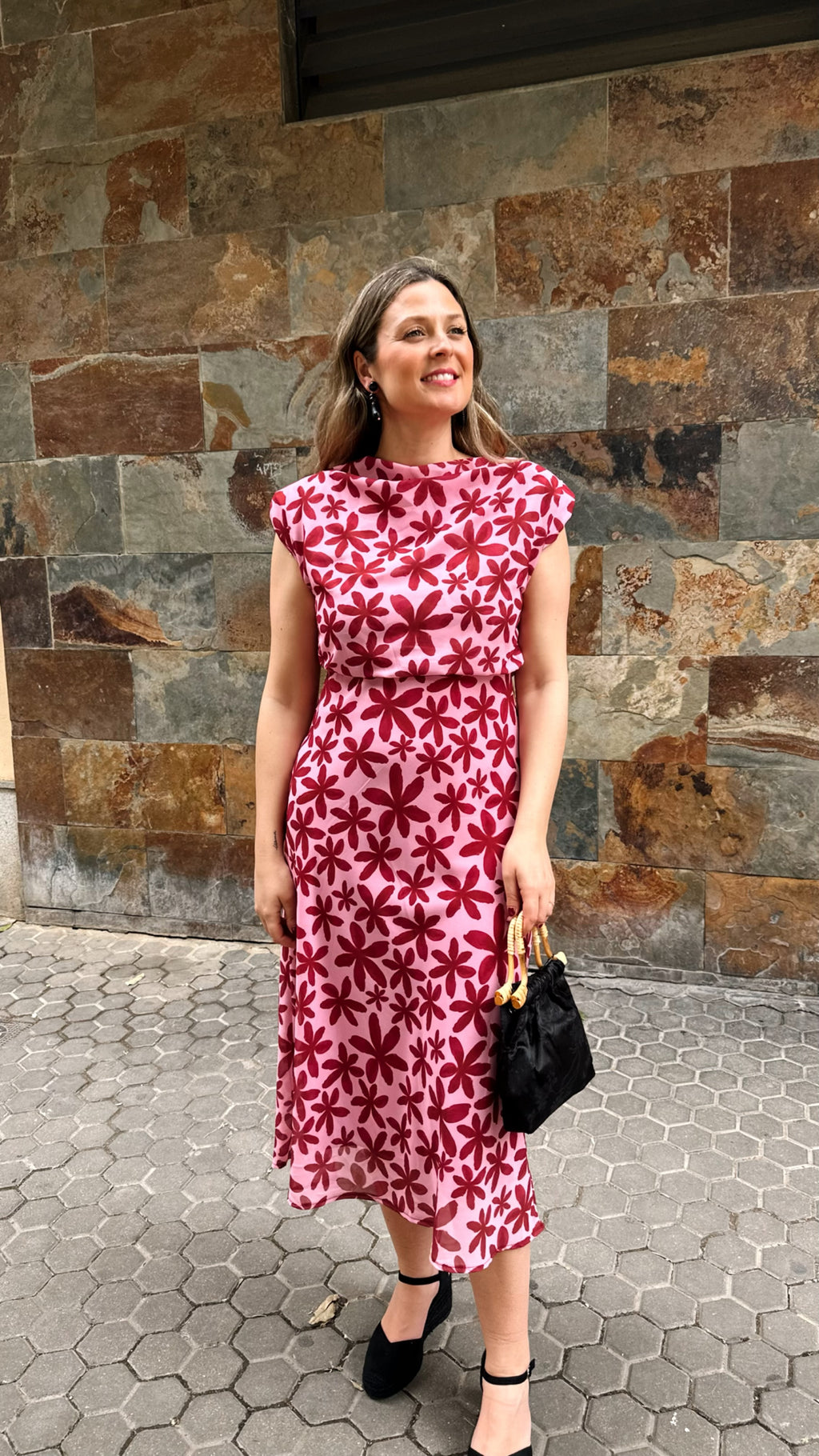 VESTIDO GASA FLOR HOMBRERAS