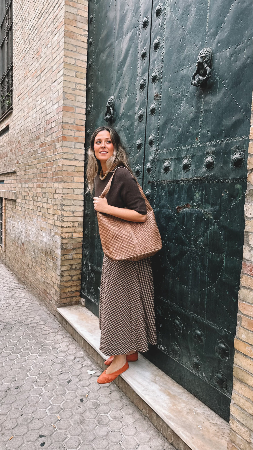 BOLSO PIEL TRENZADO CUADROS