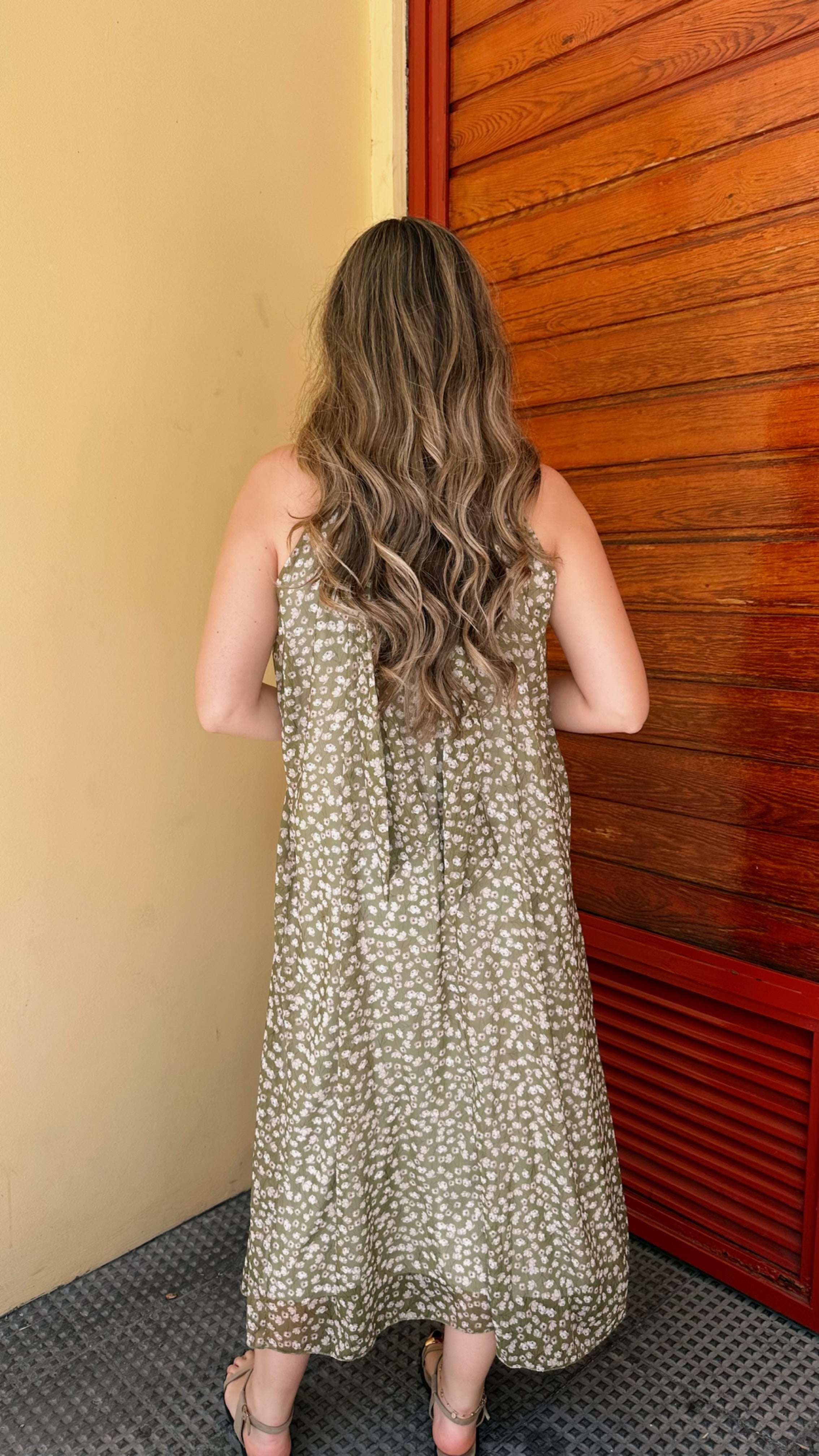 VESTIDO HALTER GASA ESTAMPADO FLORV