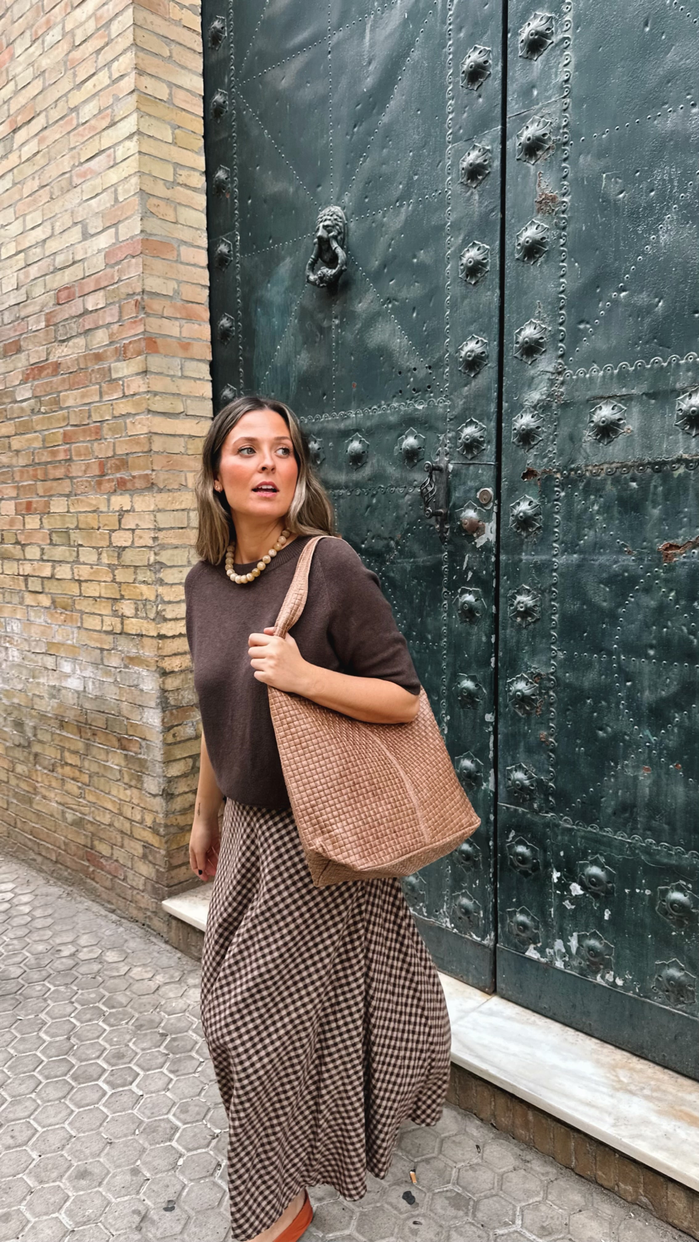 BOLSO PIEL TRENZADO CUADROS