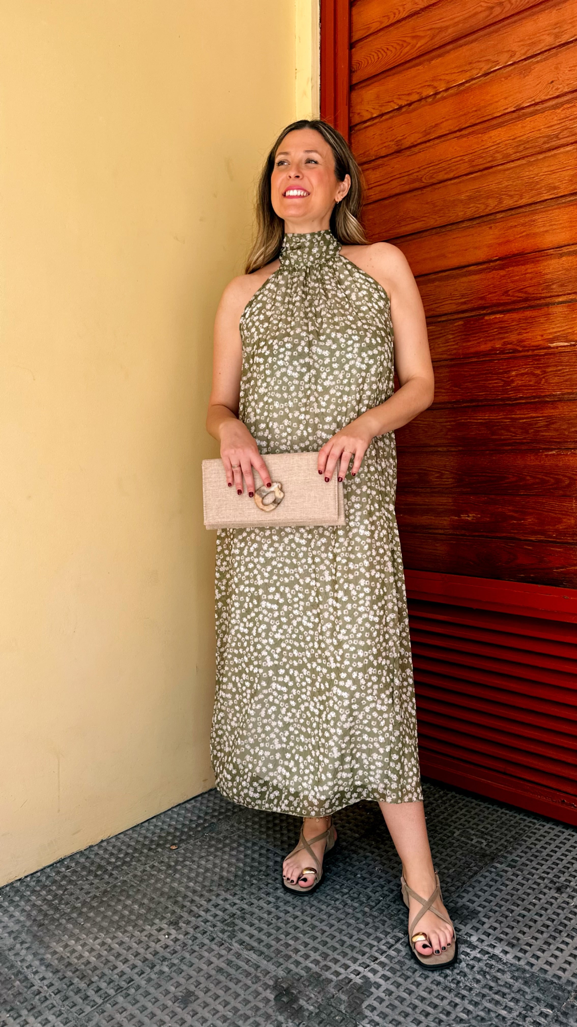 VESTIDO HALTER GASA ESTAMPADO FLORV