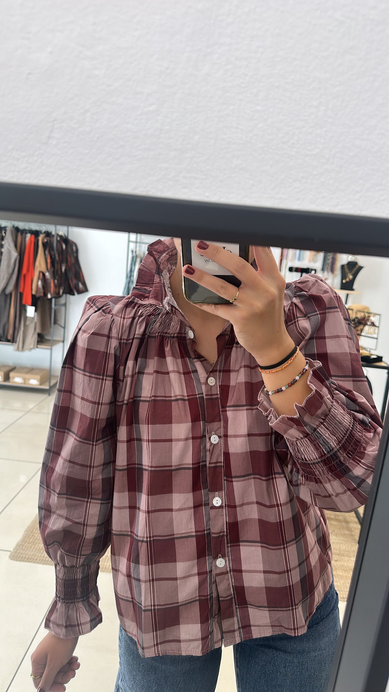 BLUSA CUELLO NIDO CUADROS