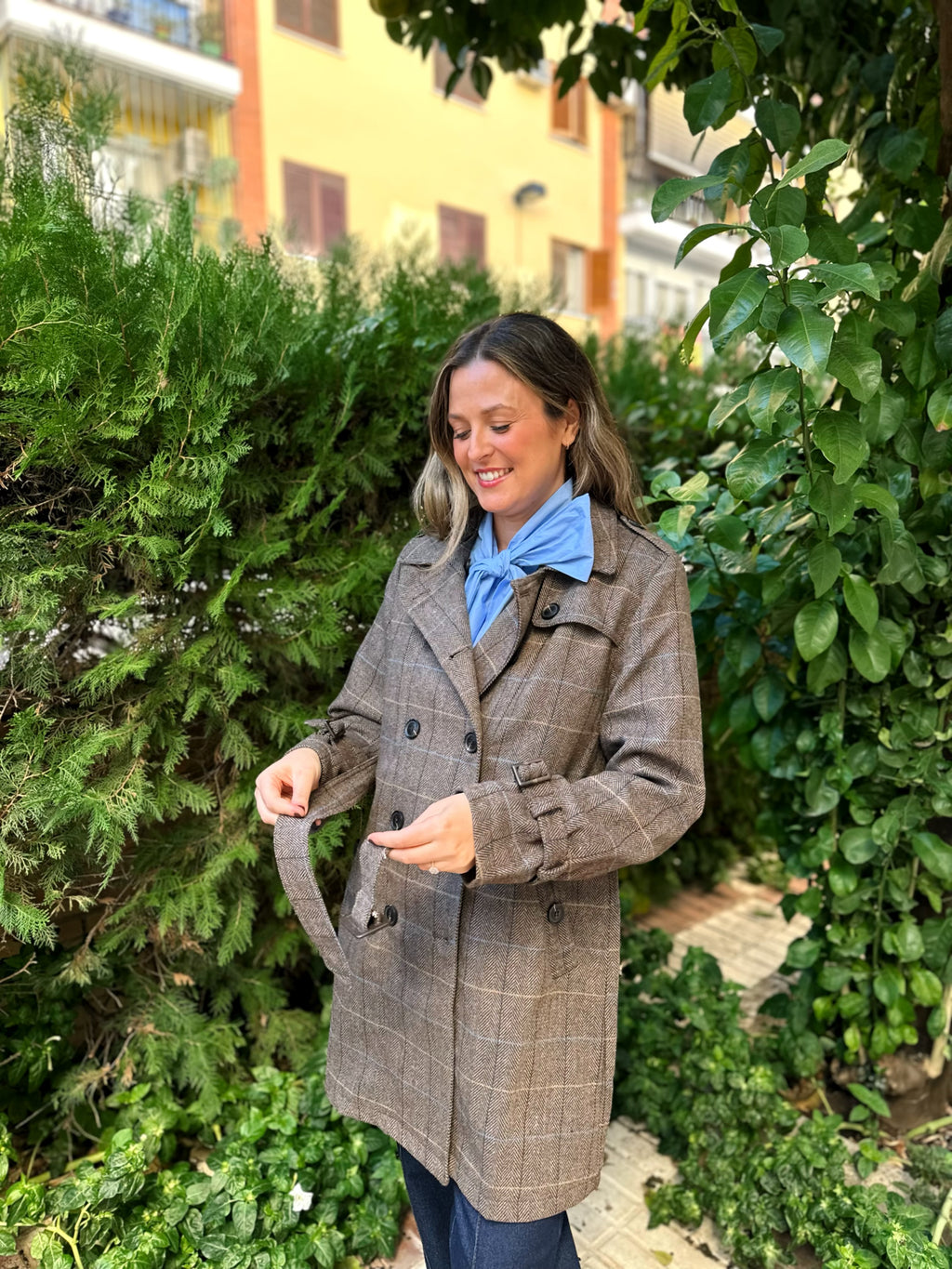 ABRIGO GABARDINA PAÑO CUADROS